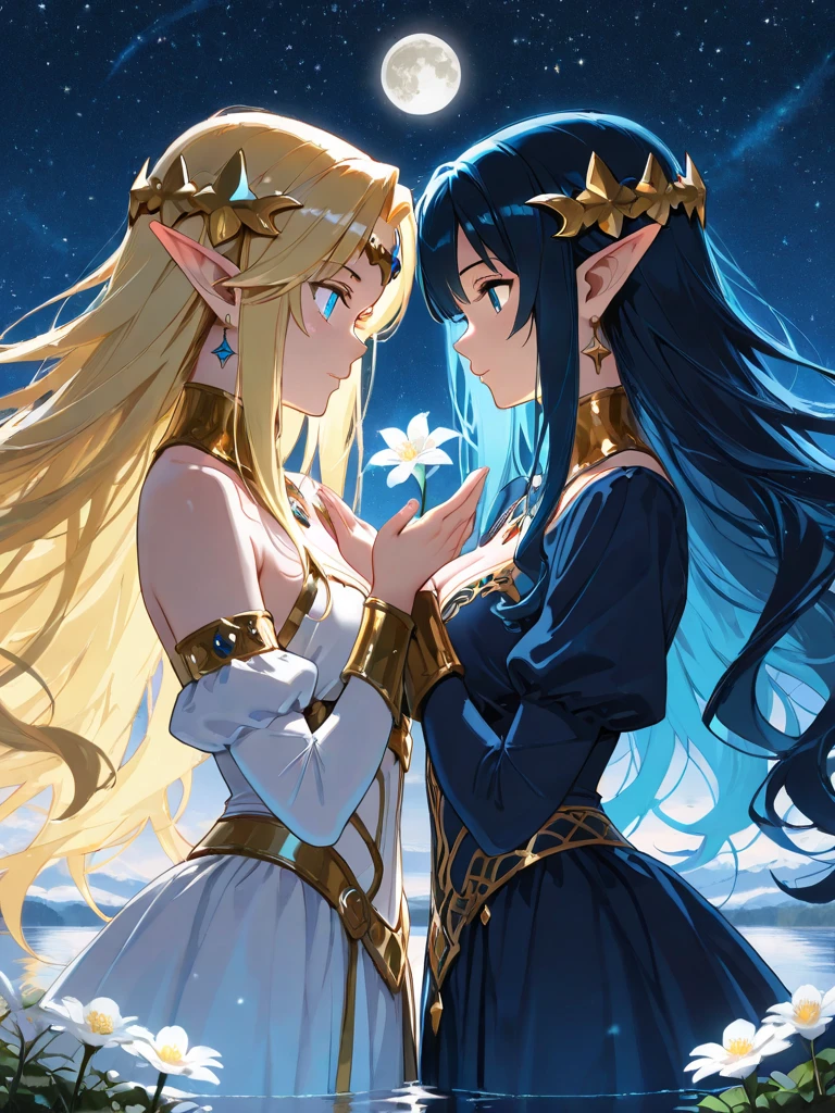 ((2girls kissing)), IncrsAhriSG skirt, zettai ryouiki <lora:AhriStarGuardian:0.7> AND
((2girls kissing)),soraka \\(league of legends\\), star guardian \\(league of legends\\), star guardian soraka, league of legends, highres, alternate costume, alternate eye color, ((alternate hair color)), alternate hairstyle, (green hair), asymmetrical gloves, green hair, long hair, solo, tall, thighhighs, uneven gloves <lora:star_guardian_soraka-000035:1>