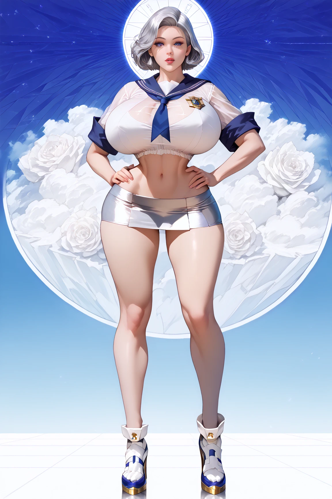 Sexy girls wearing (big diapers), busty, big breasts, wide hips, magical, beautiful faces, (magical fog), ((enchanting)), universe, luxury, beautiful, colorful, (inflatables), cleavage, ((mommydom))