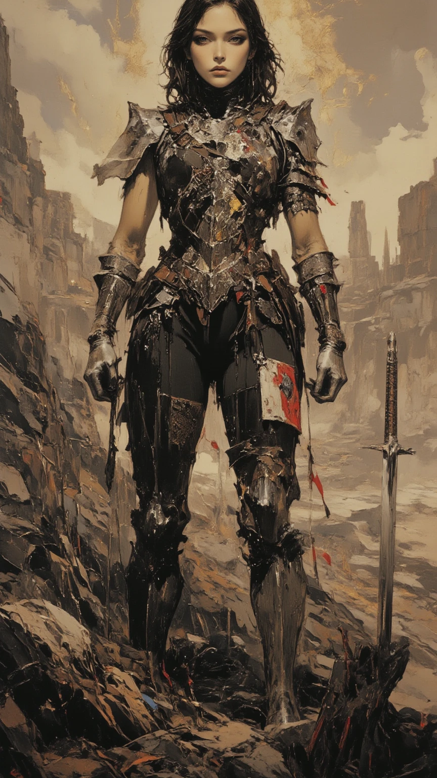 (Highest Quality: 1.4), (Unparalleled Masterpiece Ever), (Ultra High Quality), (Ultra Realistic 8K CG), Official Art, Seductive pose, Female Gladiator, Stunningly beautiful pretty face, Highly detailed armor and gauntlets, Short hair, Dark hair, Messy hair, Muscular_body: 1.4, Highly detailed breastplate large taut chest, white skin, well-developed body, ancient Roman city background, sun light creates beautiful shadow gradient, adds depth to the image, (muted colors, dim colors, muted tones: 1.3), low saturation, (hyperdetail: 1.2), perfect ???????,