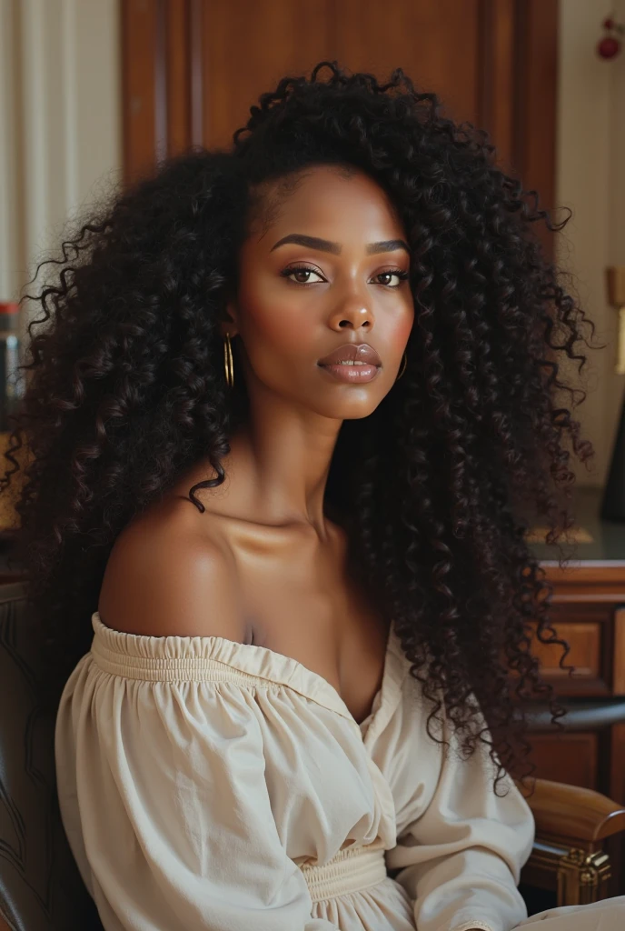 Black woman, sexy, curly hair
