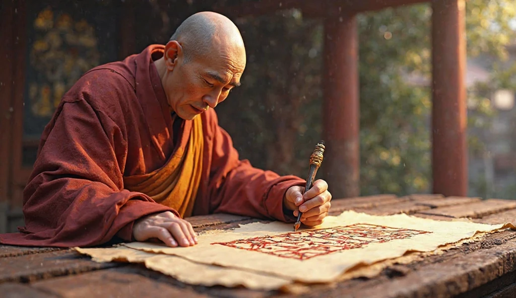 Ultra HD 4K (((("Masterpiece")))), [Create a new "star" movie scene] "very detailed" Monk standing and MEDITATING