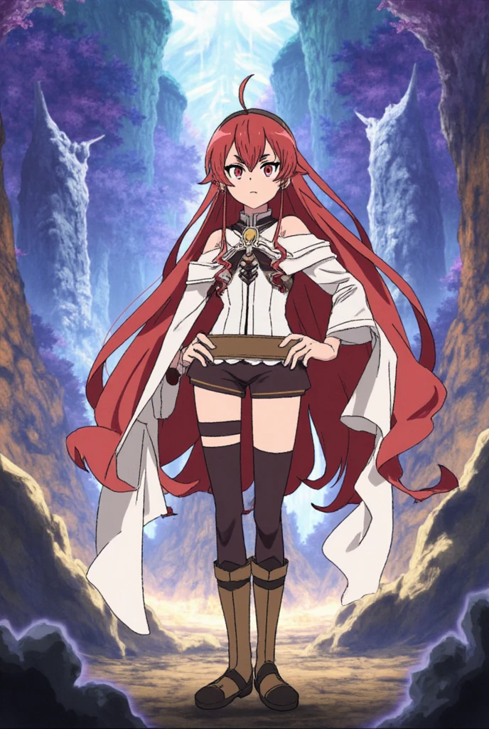 Elf girl with orange hair and Green eyes, charming smile, Druid clothes, futanari, erect Penis, forest, partially dressed, pig tails: 1.4, elf ears, Portrait,