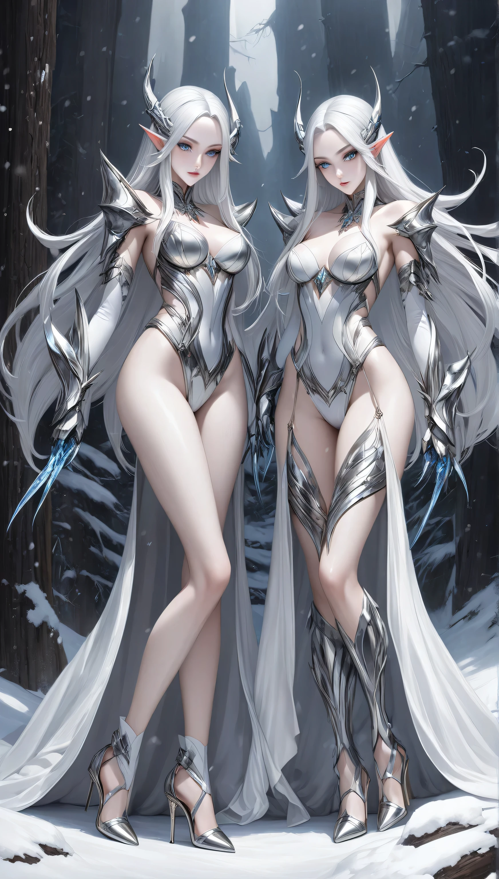 This is a highly detailed and high resolution cartoon style ice sculpture of a beautiful woman made of crystal clear ice. The woman is in a full body pose with a gentle smile on her face. The sculpture is highly detailed, with every detail of her hair, face, and body rendered in crystal-like ice. The transparency of the ice allows the background to be faintly visible, enhancing the unreal beauty of the sculpture. The setting includes a fantastic natural environment decorated with ice crystals, icicles, and frosting. The artwork is very precisely rendered and focuses on realism and an animated aesthetic. The face of the ice is a gentle smile. --crystal, --ice face