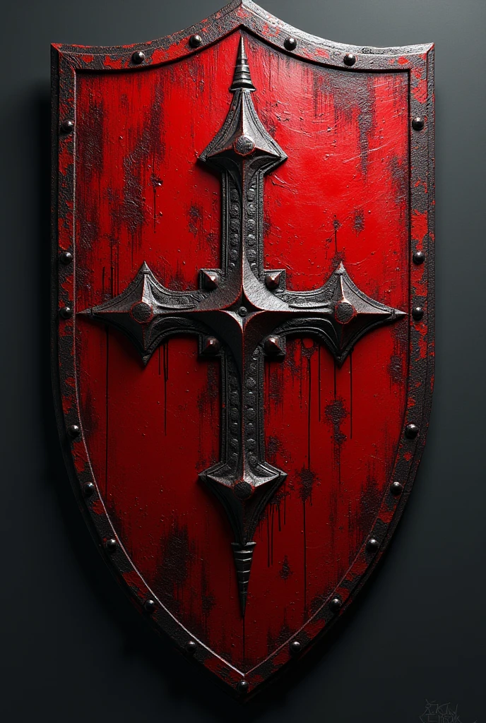 Crimson Red color shield with bloody theme
