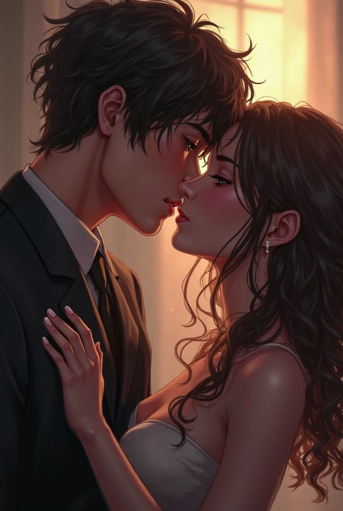 30-year-old woman kisses with her handsome boyfriend