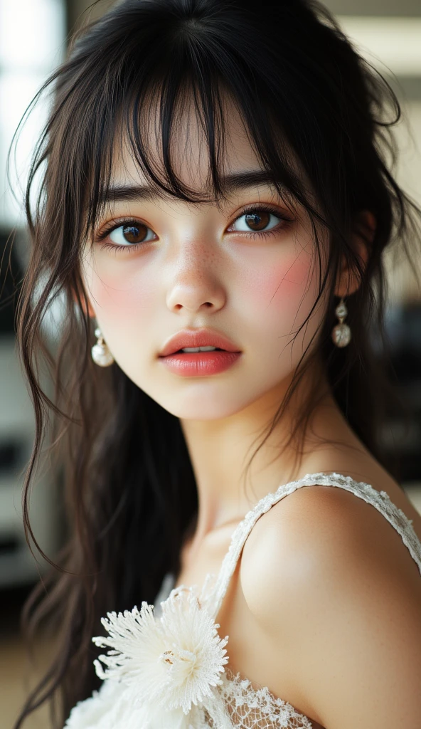 best quality, face focus, soft light, ultra high res, (photorealistic:1.4), RAW photo,
1japanese girl, solo, cute, (pupil, lights in the eyes), detailed beautiful face, (small chest),(high resolution detail of human skin texture),
(long hair),
indoor,
Damask Shirt Dress,
(portrait)