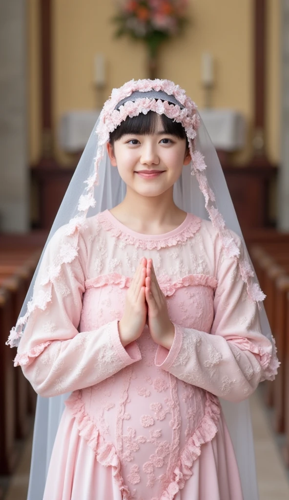masterpiece, best quality, ultra high res, 1girl, (photorealistic:1.5), natural lighting, perfect artwork, portrait, beautiful, young, detailed eyes, curly hair, light brown hair, cute, adorable, streaked hair, (aegyo sal:1), enchanting smile, necklace, full ebody, child, Chinese, 6 years old, nature, blush, red peony flower garden, peony, blossom, flower hair ornament, grass, pleated skirt, barefoot, white pleated skirt, skinny thigh, grumpy face