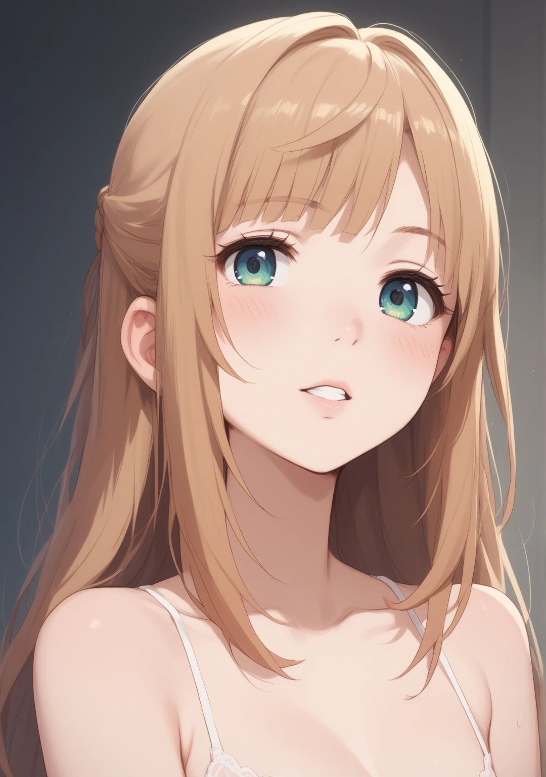 score_9, score_8_up, score_7_up, 1girl, light_brown hair, asymmetrical_bangs, pointy_hair, aqua eyes, small breasts,  <lora:Honjou_Raita_PonyXL_style_v01:1>