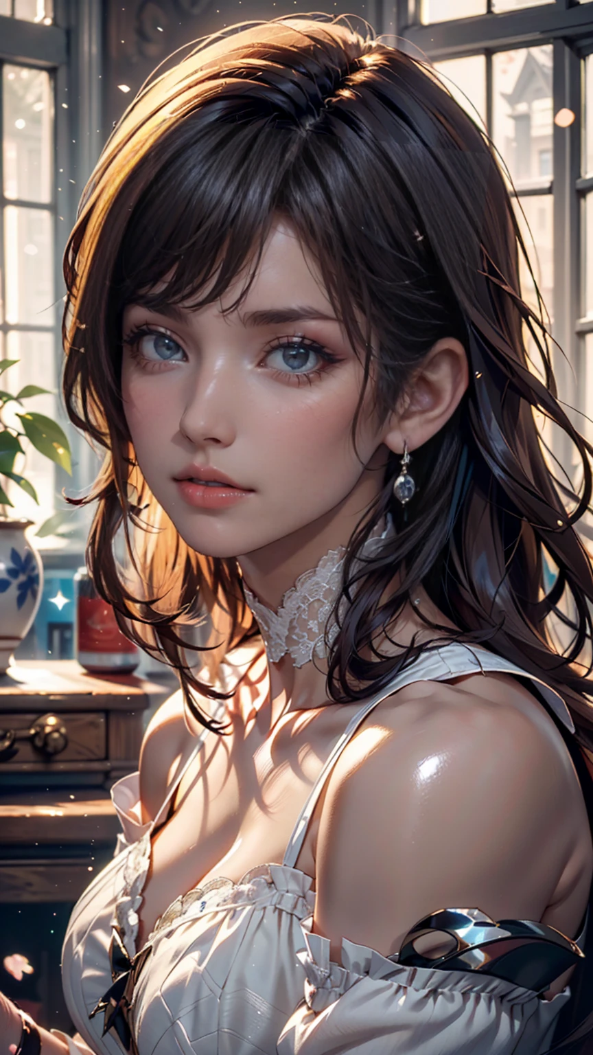 Arabic style image of a woman with long hair and a black top, 3 d anime Realistic, photoRealistic anime girl render, 8K Portrait Rendering, Realistic anime 3 d style, Smooth anime CG art, Realistic young anime girl, Realistic. Chen Yi, photoRealistic anime, beautiful Realistic face, hyper Realistic anime, Stunning Anime Face Portraits, Realistic beautiful face