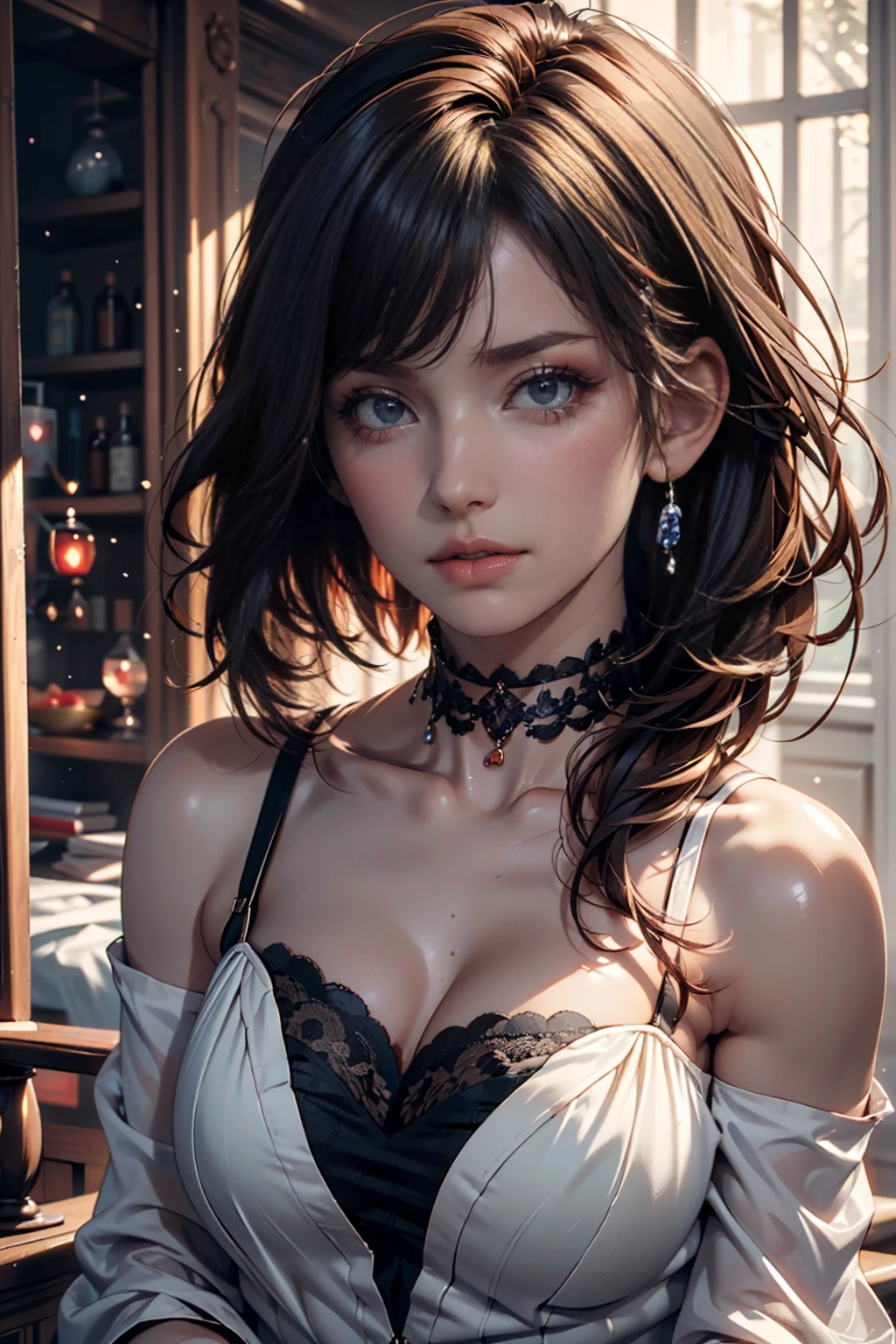 (masterpiece:1.3), (8K, Realistic, RAW Photos, Highest quality: 1.4), Japanese people々, (1 Girl),Age 25, Beautiful Face, (Realistic Face), (Black Hair, short hair:1.3), Beautiful hairstyle, Realistic eyes, Beautiful Eyes, Beautiful Eyes, (Realistic Skin), Beautiful Skin, Charm, Ultra High resolution, High resolution, close, Portraiture, Golden Ratio, Detail Makeup, Behold the Beholder, smile, (Shoulder look), Center of chest,