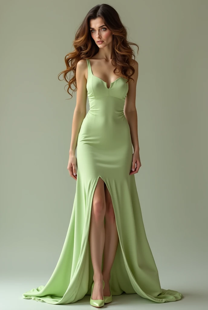 (Green Dress:1.2),1 Girl,Hourglass figure,Above the waist,