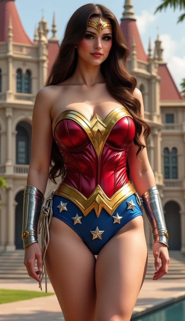 Arte Oficial, Unity 8k papel de parede, ultra detalhado, Beautiful and Aesthetic, Beautiful, master part, best quality, (BBW MILF), (38 years old) , (Zemaranhar, mandala, emaranhado, emaranhar), 1WOMAN, (Wonder Woman), rabo de cavalo loiro, olhos azuis, pequeno, capa vermelha, saia vermelha, Botas vermelhas, tampo azul, seios grandes, Clavicle exposed, exposed neck, cintura exposta, Voando acima da paisagem urbana, gota de suor, Desviando o olhar, Cyberpunk, adicionar_detalhe, Wonder Woman, tempestade, epic scene,Detalhes complexos, hiper sexualizada, Hiper provocativo, , Sorriso, hiper lolita, mamilos eretos, Cameltoe completo, Hiperresolución, sardas cheias, thick, juicy lips, Olhos grandes, roupas mal reveladoras, mamilo exposto, expor pelos pubianos