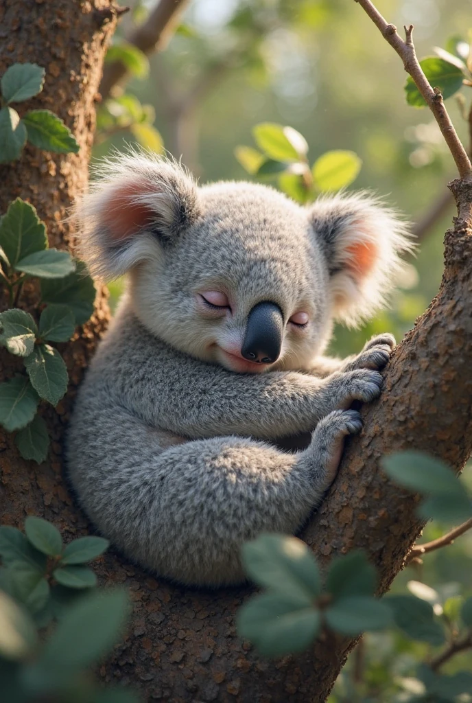 Beautiful little sleeping koala, , Volumetric Light, Ultra-realistic, Intricate details, shape, Painting, watercolor, Cute Chibi, sleep, close your eyes，ah!, Shallow depth of field, Pastel Color Palette, Soft lighting, Minimum, Modern, Digital Painting, Lois Van Belle、Ross Tran、Art by artgerm, Artstation HQのトレンド, Very detailed