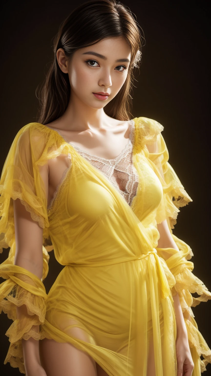 masterpiece、top-quality、realisitic、(A hyper-realistic), (illustratio), (hight resolution), (8K), (ighly detailed), (The best illustrations), (beatiful detailed eyes), (top-quality), (ultra-detailliert), (masterpiece), (wall-paper), (详细的脸), a bed、Upper body close-up,Armpit, A smile,Plump,独奏,(Wearing a silk plunged open shirt:1.5), full of sweat, japanes, large full breasts, (camel's toe)、huge-breasted、Luxury living room、Detailed white teeth、ultimate beauty girl、No bra、(Thick necklace of gold)、perfect teeth、Brown hair、Light makeup、Navel、Mansuji、