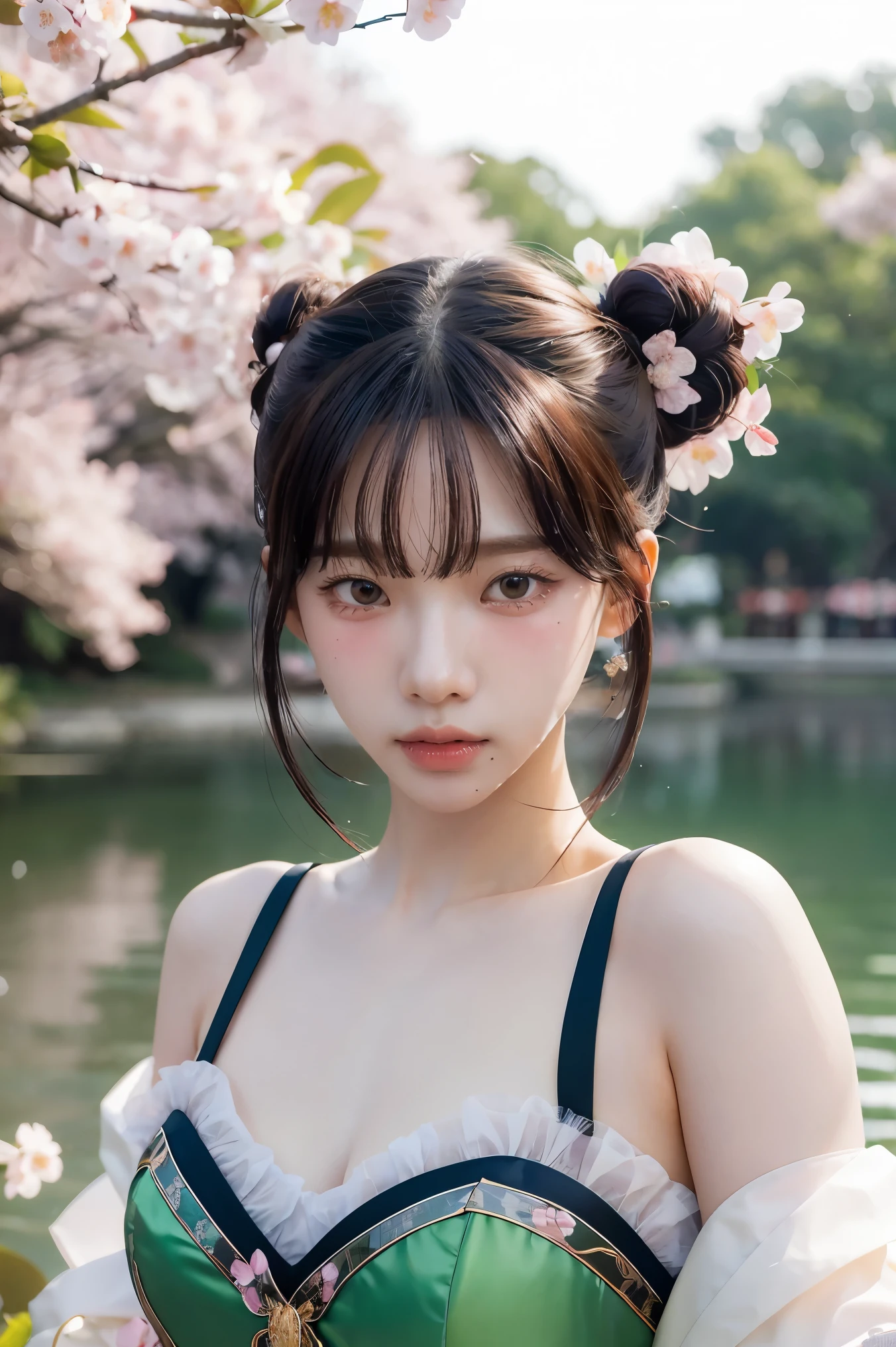 (Raw photography、top-quality)、(realisitic、Photorealsitic:1.3)、top-quality、masterpiece、extremely delicate and beautiful、A highly detailed、nffsw、A sense of unity、2k wallpaper、magnifica、Beautiful in every detail、masterpiece、浅笑、top-quality、Highly detailed ticker Unity 8K wallpapers、huge filesize、ultra-detailliert、hight resolution、ighly detailed、Female 1 Person、Slim body、D-cups、(Black Leotard Top:0.7)、(Pink skirt:1.2)、(Bun hair)、(brown haired)、Look straight ahead、Sharp Focus、Face Close-up、pureerosface_v1:0.8 Short Hair、
