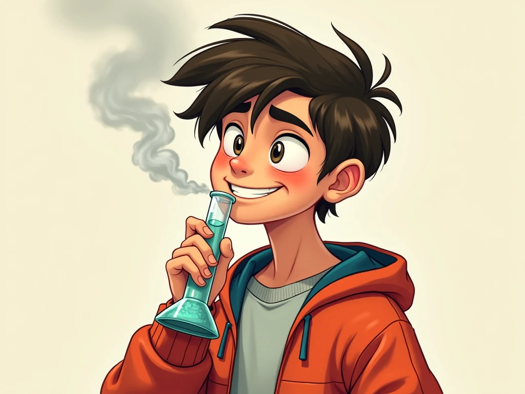 Niji Slime, kawaii, anime, flat colors, cel shaded, horror theme, halloween, flames, Alex Brightman, looking at viewer, blush, smile, short hair, blue eyes, brown hair, 1boy, male focus, multicolored hair, two-tone hair, gradient, gradient background, sparkle, facial hair, heterochromia, portrait, beard, freckles, mustache, crazed expression, horror, green theme, flames, water splash, slime <lora:Niji_Slime:0.75>