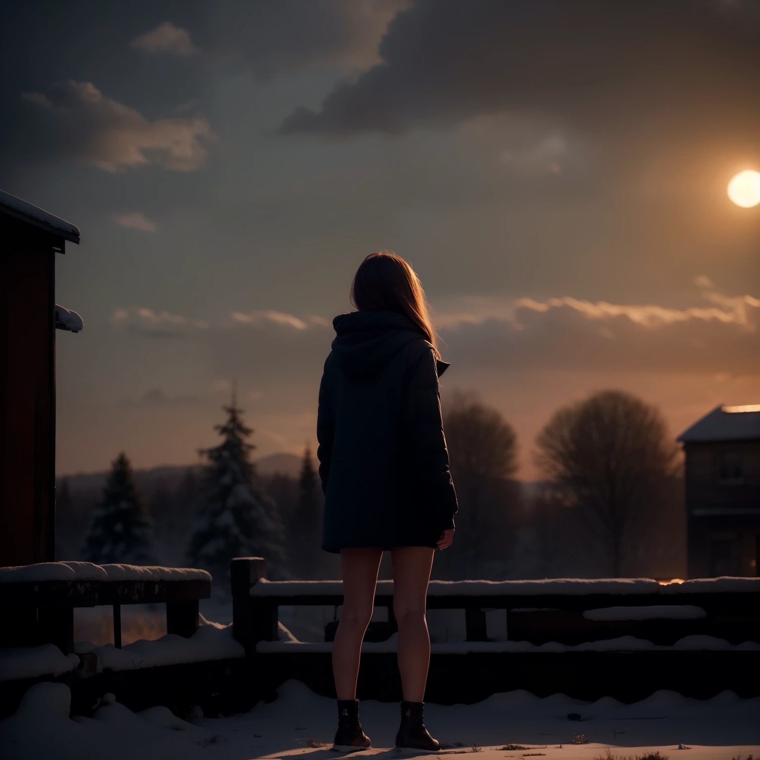 dusk, dramatic sky with warm colors,picturesque landscape,atmospheric lighting,detailed foreground foliage,rural countryside scenery,4k,photorealistic,cinematic,dramatic,muted color palette,serene,tranquil