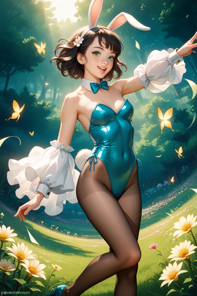 bird's-shot, Best quality, Beautiful detailed, Ambient light, Ray-traced reflections, glowing aura, 1 girl,wide shot, A girl, full body, long, multicolored hair, dark skin, butterfly wings on her back, flying and touching the water that covers the entire ground with the tips of the toes, Wearing semi-transparent clothing, good lighting, Incredible detailed particle illumination, full body, Butterflies around.irl, looking the camera.