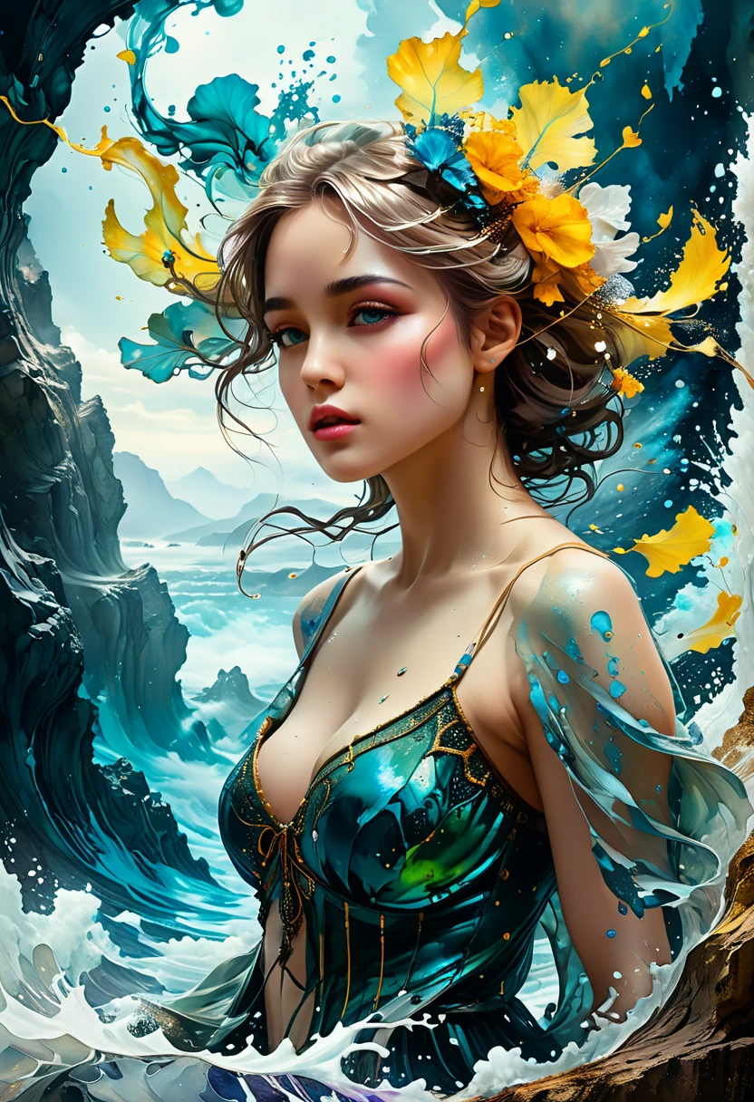 beautiful girl, half body portrait, short bright blue disheveled hair, black eyeshadow, (street style wear:1.2), (city background:1.2), dark makeup, digital art, trending on artstation, highly detailed, fine detail, intricate,  beautiful detailed glow, detailed, Cinematic light, highres, detailed facial features,sharp focus, smooth, aesthetic,beautiful goddess emerging from the ocean, caucasian girl with shiny silver hair, full female body, golden eyes, wild waves, big waves, oriental mandala tattoos, transparent dresses, skin wet with water, stormy sky, sunset sky red stormy clouds, ancient temple floating in the sea, floating old clock, lamp, lantern, beautiful girl with a slight smile, transparent blouse, black vikini, fantasy, fractal,, Sakimichan-style art, slight smile, legs open, pubic hair view, 1 sexy girl, exposed breasts, open transparent T-shirt, Mandala and flower tattoos, Best Quality ,black hair fused with platinum and gold, naked girl, visible beautiful pubic area, pink pesons, small breasts in sight, tattoos on the naked body, old floating clock, lamp, lantern , skin wet with water, open legs,multicolored sea waves, full body, sea ​​goddess rising from water and waves,, beautiful girl closeup view,, Belinda, blonde brown hair, dappled sunlight, luminescent glow orange cyan liquid lamp, liquid splash art, sky with storm and a psychedelic nebula silhouette, tribal, wide angle shot, red, green, brown, luminescent glow colors liquid, digital painting, by Koos Roos art, sharp focus, studio shot, intricate detail, effect splash, small bubbles floating, highly detailed, sharp focus, studio shot, intricate detail, highly detailed, by Koos Roos, multicolored ocean, psychedelic moving waves, long hair fused into multicolored sea waves, light lantern, lamp and antique clock,water-soaked skin and clothing, mujer desnuda,