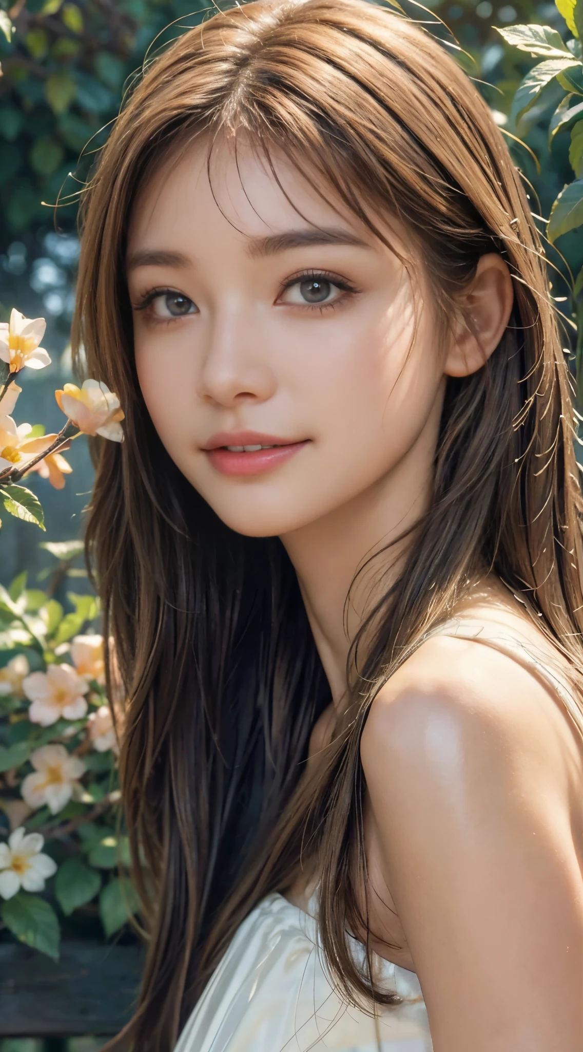 (Masterpiece, BestQuality:1.3), (ultra detailed:1.2), (hyperrealistic:1.3), (RAW photo:1.2),High detail RAW color photo, professional photograph, (Photorealistic:1.4), (realistic:1.4), ,professional lighting, (japanese), beautiful face, (realistic face), cute woman, (Brown Hair, Big Breasts:1.2), (Smile:1.7), Trending Hair&Trending Hairカラーをランダムに, sexly, erotic sexly, Random sexy gravure poses, (A sexy beauty wearing a pink frilly dress in a flower field、She is wearing a flower crown on her head and smiling softly.。:1.2), Beautiful location, (Detailed Background):1.2))