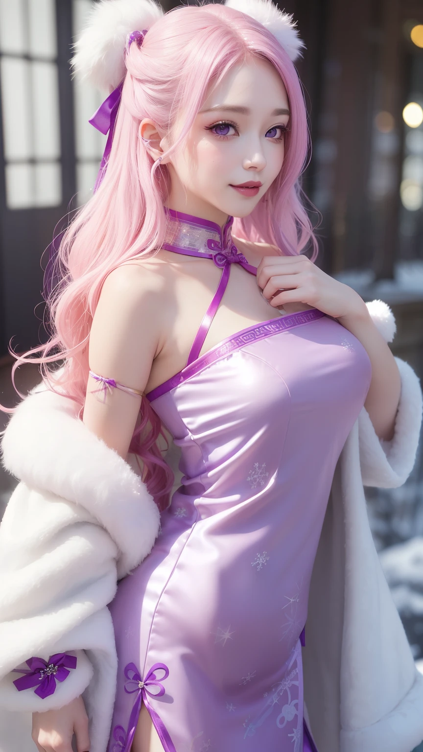 Create a character with long pink and white hair and a coquettish outfit for the anime Tokyo revengers