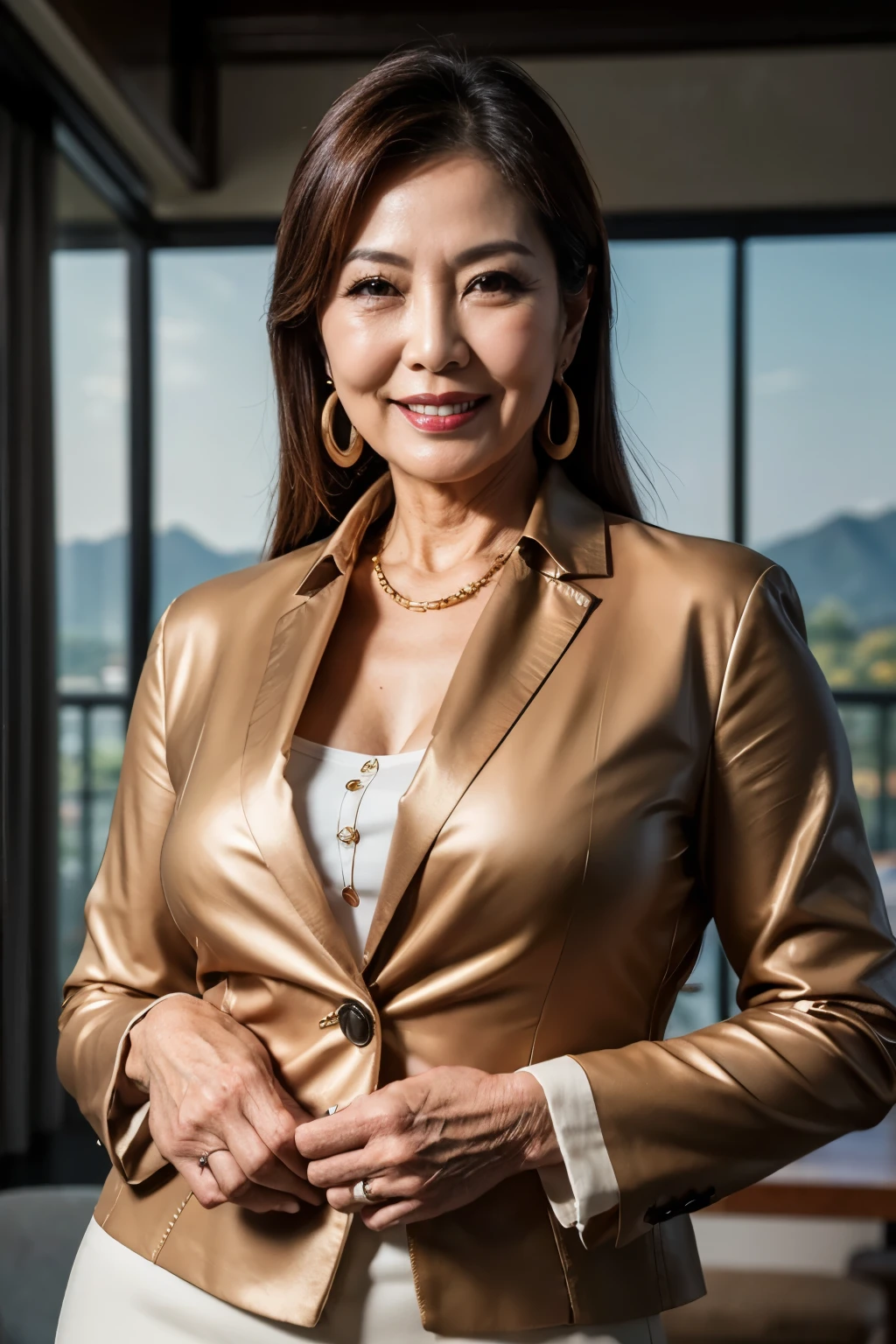 78 years old Mom MILF Korean, Lady large earring Big choker realisitic Gorgeous Madame Beautiful Mature Woman sexy Smile Gentle woman navel piercing 4K High quality