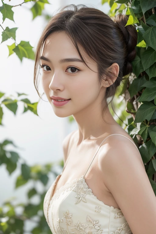 (((upper body shot))),(((((Nude))))),((((nipples)))),(((sagging breasts))),Ultra-high resolution,big eyes,Japanese,(forehead),(a girl),(1 girl),((17 years old)),((cute)),pretty,((facing at viewer)),(arms behind back),(grin),(eyes closed)