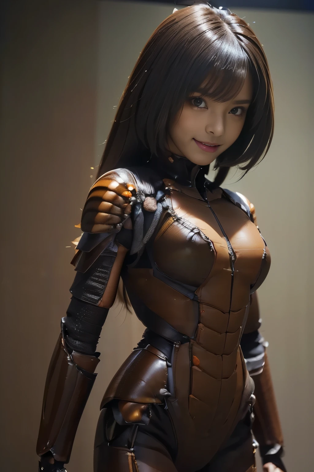 (high resolution,masterpiece,best quality,extremely detailed CG, anime, official art:1.4), realistic, photo, amazing fine details, all intricate, gloss and shiny,awesome many layers, 8k wall paper, 3d, sketch, kawaii, illustration,( solo:1.4), perfect female proportion,villainess, (fusion of dark brown cockroach and lady:1.4), (brown cockroach form lady:1.2), (brown cockroach lady:1.2), (fusion:1.2), (solo:1.4), (evil smile:1.2), muscular, abs, (cockroach brown exoskeleton bio insect suit:1.4), (cockroach brown exoskeleton bio insect armor:1.2), (brown transparency cockroach wing:1.4), (brown cockroach antennae:1.3),