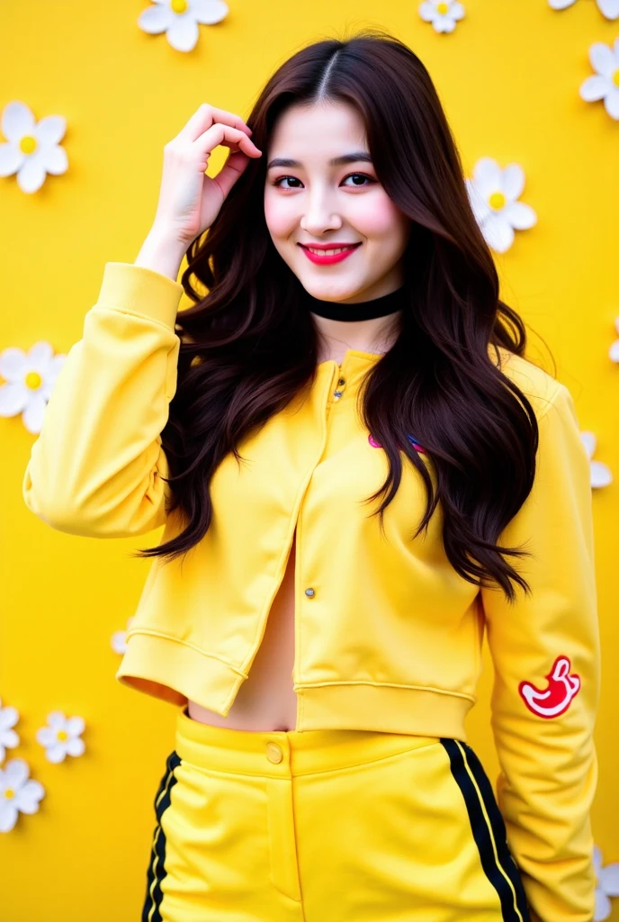 18-year-old cheergirl in yellow miniskirt