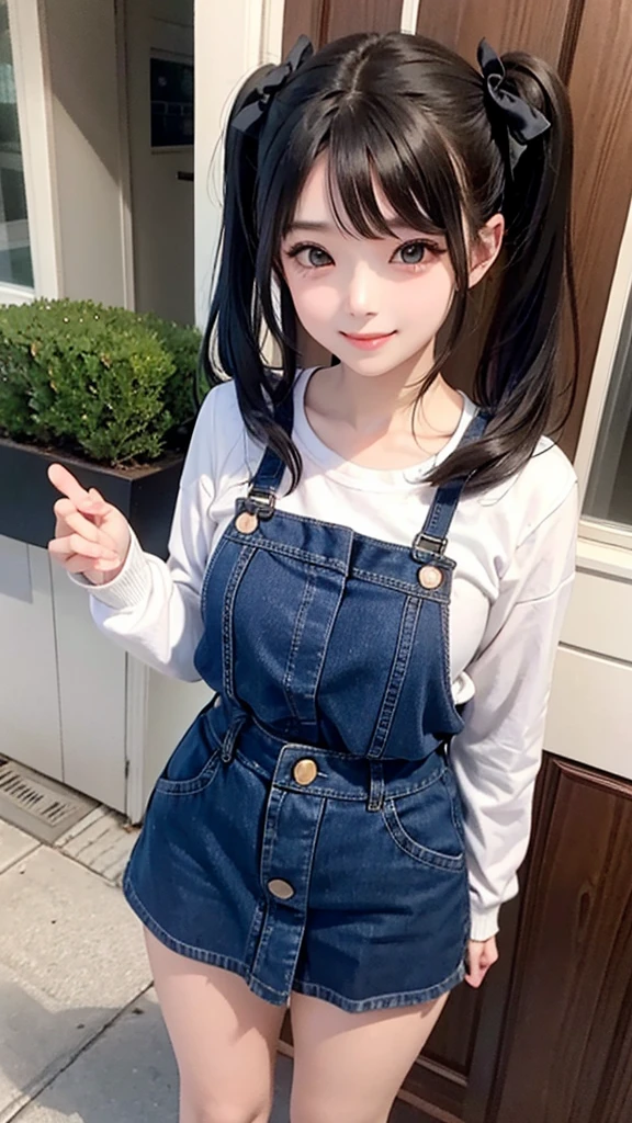 Araleちゃんは特徴的な大きな丸眼鏡をかけており、In the red hat「Arale」it is written like this。Her outfit is blue overalls and a white shirt、Wearing yellow boots。With a cheerful smile and raising her right hand high in greeting,、The left hand is on the hip。In the background you can see Dr. Yamabuki's house in Penguin Village.、The house is made of brown wood.、The roof is made of blue tiles。Colorful flowers bloom in the garden、there is a small pond。The sky is clear and blue、White clouds floating。The sun is shining brightly、The overall atmosphere is bright and warm。