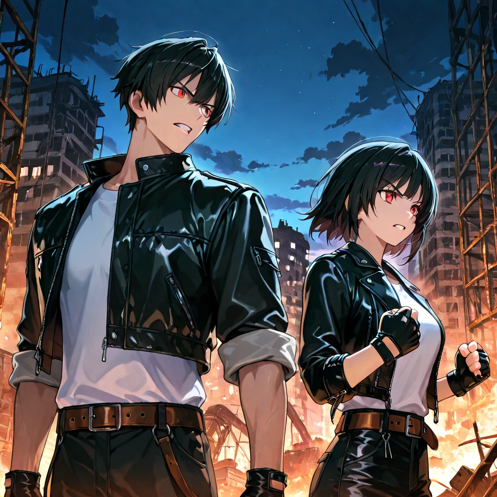 "A character who is the fusion of **mikasa ackerman** de Attack on Titan e **Hibana** de Fire Force. She has Mikasa&#39;s short, practical haircut with Hibana&#39;s pink glow.. Her uniform is a combination of Mikasa&#39;s military style and Hibana&#39;s flamboyant and flamboyant style., with pink fire details."