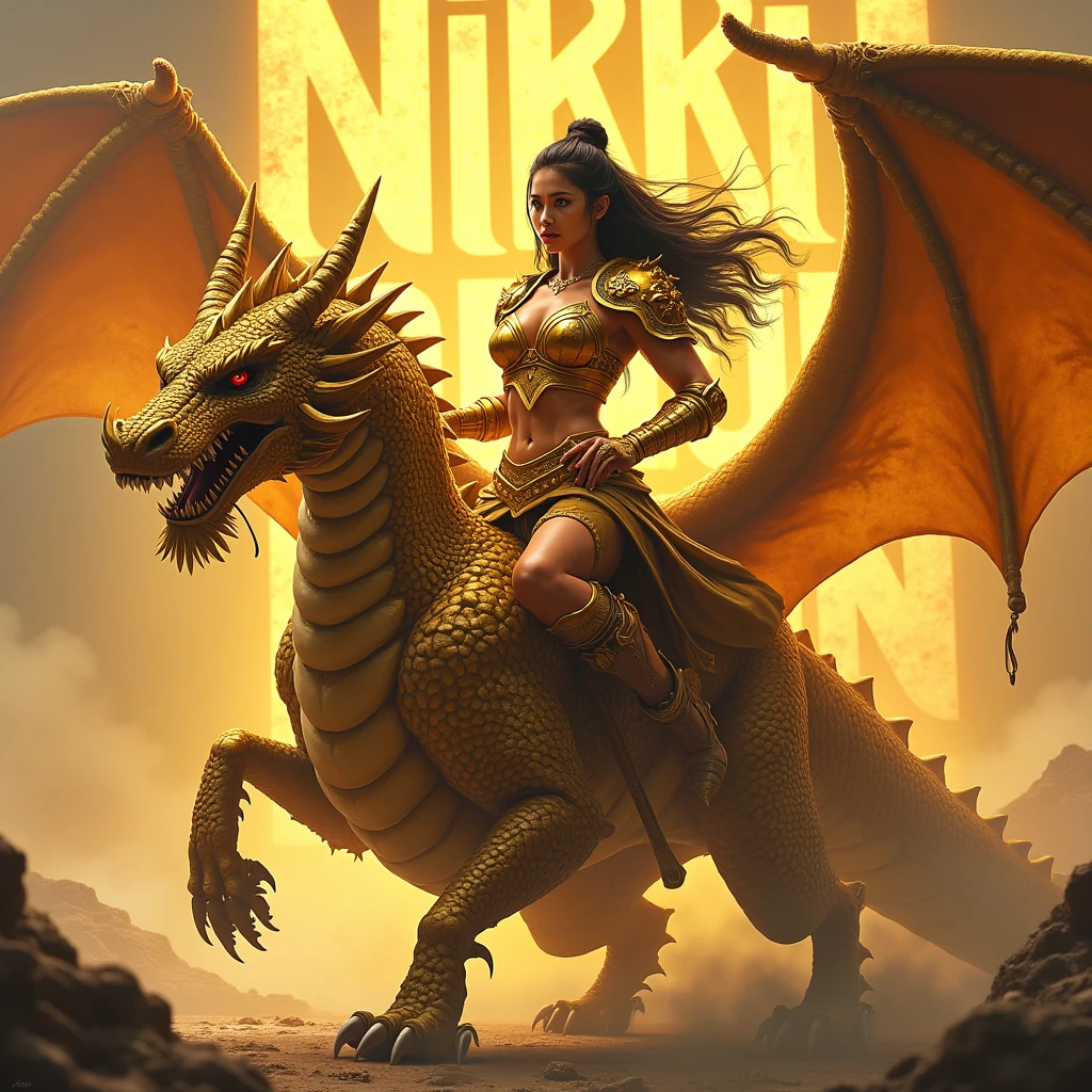 超A high resolution、An ultra-high picture quality、8K、Detailed details、marvelous expression、1 person woman、The big tiger monster is your buddy、Monster Hunter Character Costumes、Has a big weapon、Vast desert background、
