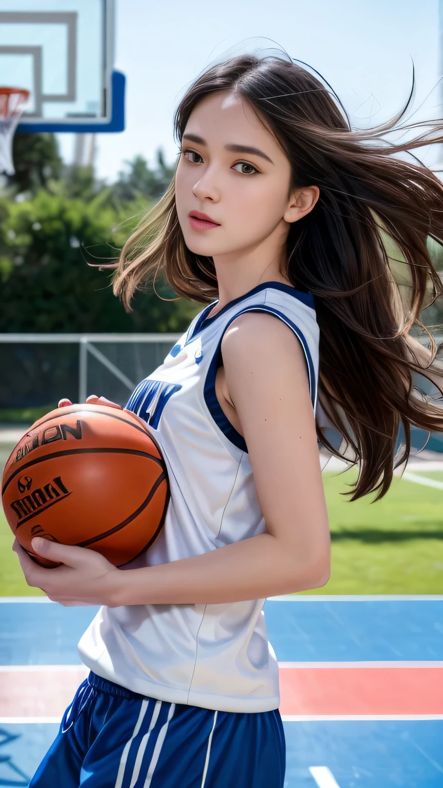 Araffe woman, beautiful,ponytail, long hairลอยปลิวขึ้น,black eyes, ผู้หญิงlong hairชาวเอเชียตะวันออกเฉียงใต้ที่มีใบหน้ากลม,  Large chest measures 38 inches., Warm light, morning sun,  long hair,black eyes,abdominal muscles, The body is beautiful and strong., rounded chest, (digital painting, HDR, high contrast), 3-D, 8K, 45,000,000 pixcls,Asian girl, Gorgeous Chinese model, Japanese model, beautiful asian woman, Japanese goddess, Very beautiful girl., beautiful young woman, very beautiful woman, Attractive and beautiful, sexy girl, Asian girl, beautiful female model, jaw-dropping beauty, Attractive face and body, golden eyes details, long hair, stand, close to the viewer, 