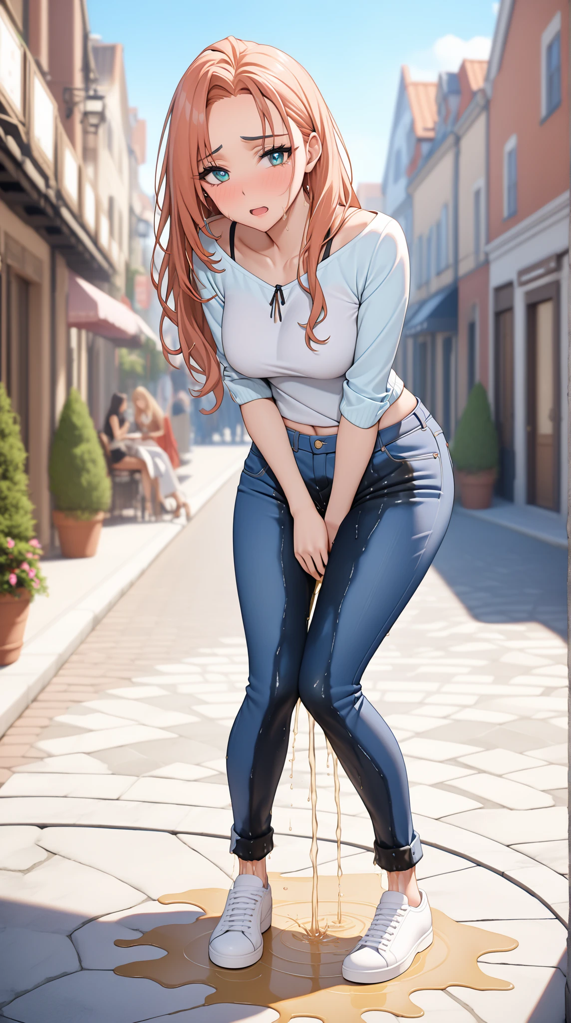 ((masterpiece,best quality)), absurdres,
<lora:Guinevere_ML:0.7>, Guinevere_ML, purple tshirt, denim jeans,
solo, smiling, looking at viewer,
modern city, cinematic composition, dynamic pose,