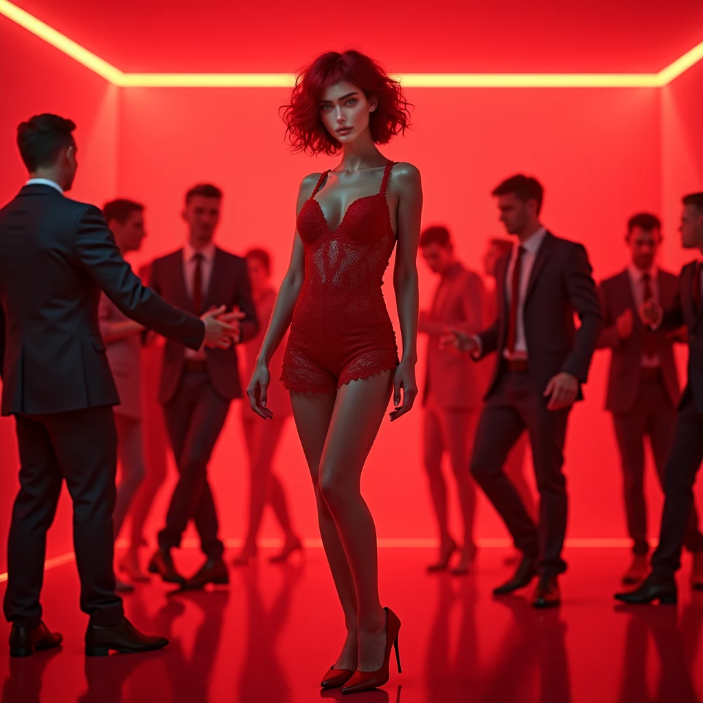 embedding:urn:air:sd1:embedding:civitai:222256@250708, score_9, score_8_up, score_7_up, 1girl, sexy, 18 years old girl, cute,short redhair, large small breasts, fit, (stiletto heels),Three-quarter view style, sitting in a cinema theatre, tan skin, tan marks, Chiaroscuro Lighting Style, stockings, garter belt, red leather mini skirt, Ribbed Turtleneck Tank Top, Sleeveless Top, low light, dark night, shadows, petite body, round face, youthfull face, legs crossed, dramatic lighting, candid, perfect eyes, amateur, highest quality, masterpiece,
cinema theatre, black seats, large screen, black and white movie on scree, crowded cinema:1.3