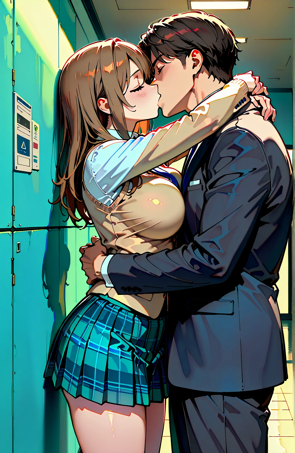 {{{masterpiece}}}, {{{best quality}}}, {{ultra-detailed}}, {illustration}, {{an extremely delicate and beautiful}}, 8k, nsfw, Yuigahama Yui (Oregairu), pleated skirt, short hair, red ribbon, white shirt, black jacket,BREAK, NSFW, A young man and woman are having wild sex while kissing on the bed, 1girl, sex, vaginal penis, pussy, clitoris, urethra, uterus, smooth pussy, taking off clothes, open clothes, Open shirt, open jacket, breasts, nipples, lift up skirt, blush, sex with men, {{straddling on the man, reverse suspended congress, sex from behind, full nelson, vaginal penis}},gangbang, sitting on lap, on the bed,woman on top,M-shaped spread legs, uncensored, peer in from below, Handsome young man, muscular man, 1 man, biggest penis, ,deep kissing