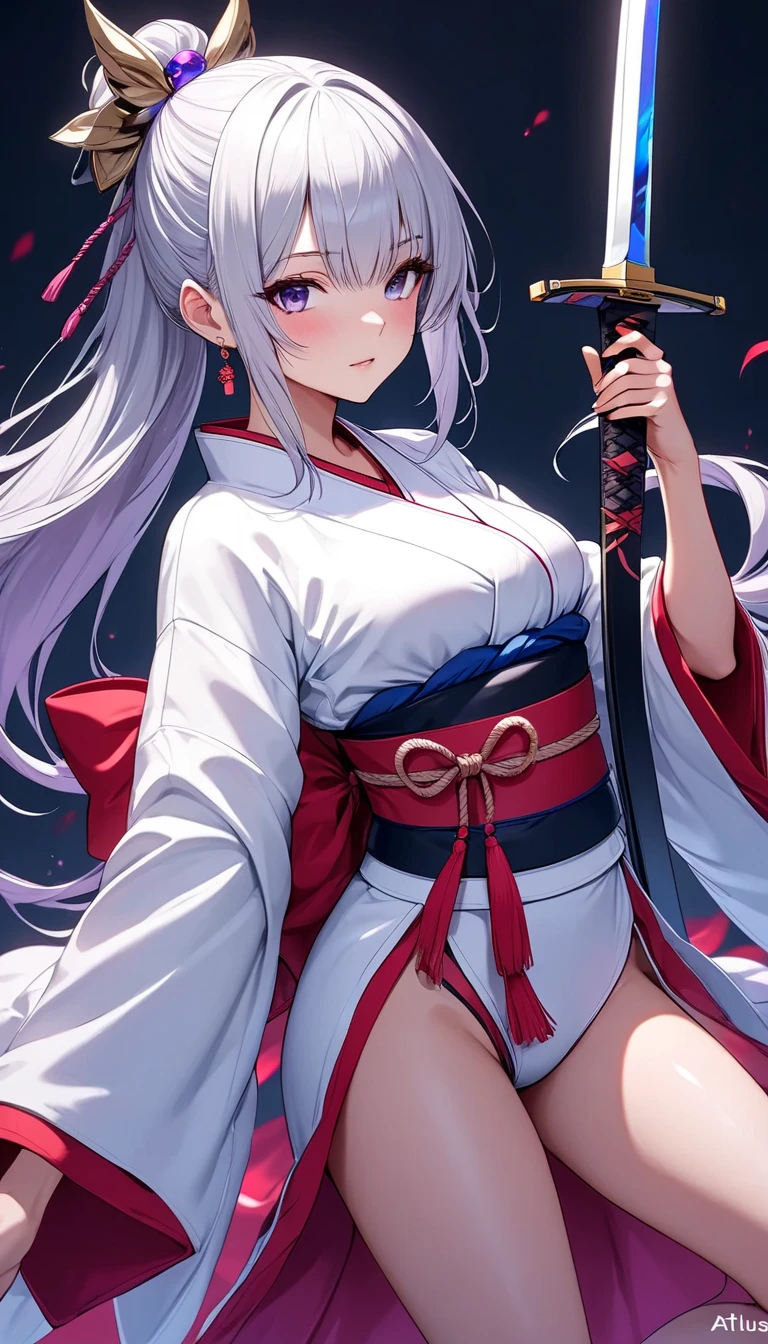 Holding the Japan sword