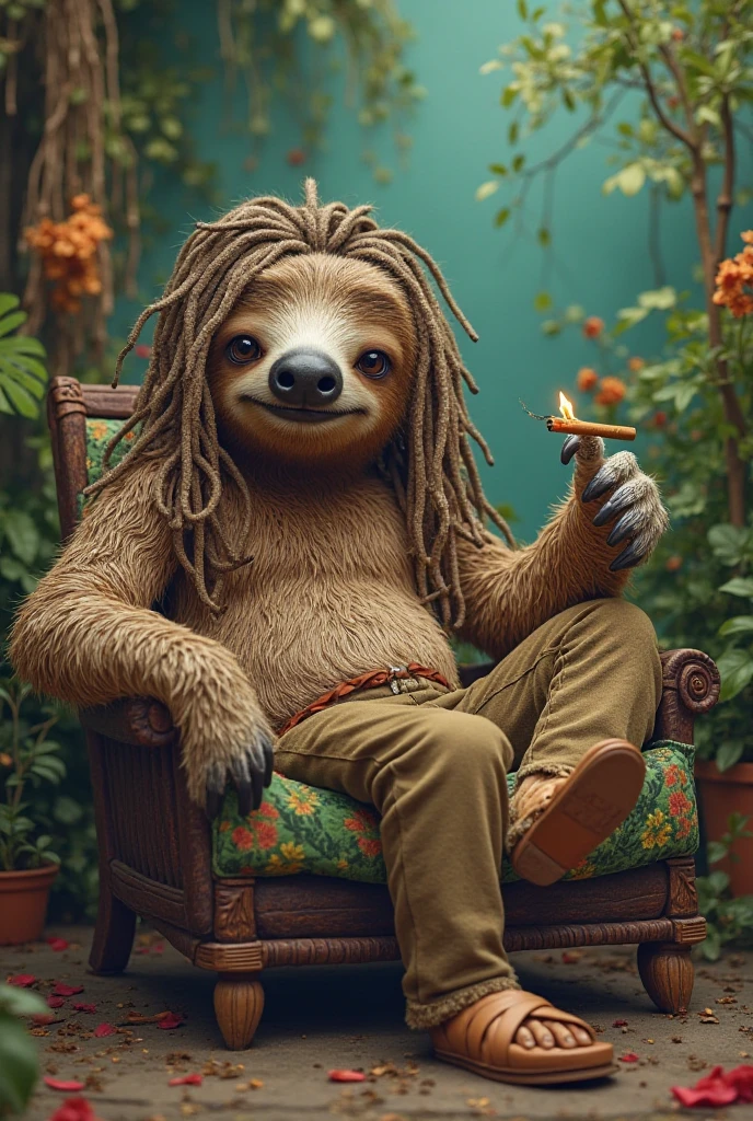 anime artwork <lora:sl0th-000007:0.7> sl0th, sloth wearing rastacap and rastafarian outfit, smoking marijujana joint, laying on a big comfy couch, Zip2D, anime style, key visual, vibrant, studio anime, highly detailed