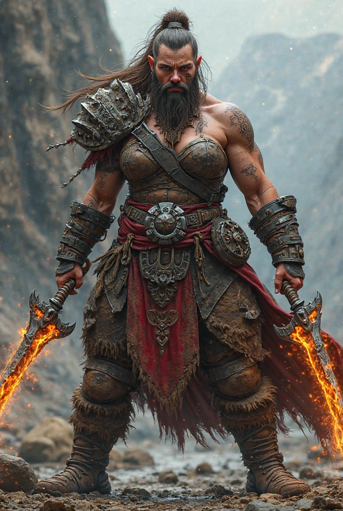 (Professional 3D Rendering:1.3) of (Realistic:1.3) 世界で最も美しい芸術作品of写真,Featuring soft and radiant male heroes, ((Epic hero Fantasy muscle man rough wet hero angry look long hair short beard and ferocious expression in dynamic pose, Great location, Majestic cluttered environment)), Full body 8k Unity rendering, Action Shots, 皮膚of毛穴, 非常にdark照明, Dark shading, detailed, detailed face, (活気ofある, Photo Real, Realistic, dramatic, dark, Sharp focus, 8k), (Old leather goods damaged by weathering:1.4), ((((Wearing fur)))), (Complex:1.4), Decadent, (非常にdetailedな:1.4), Digital Painting, Rendering with Octane, Art Station, Concept Art, Smooth, Sharp focus, figure, ArtJam, (Reusch:0.23), Ilya Kuvshinov, And Greg Rutkowski and Alfonse、Thanks so much, (Global Illumination, Studio Light, Volumetric Light), heavy rain, Suspended particles, Rotor, Fantasy, Fairy, Full Body Lesbian, ((dark and ancient city background:1.3)),CGSesociety,Art Station
