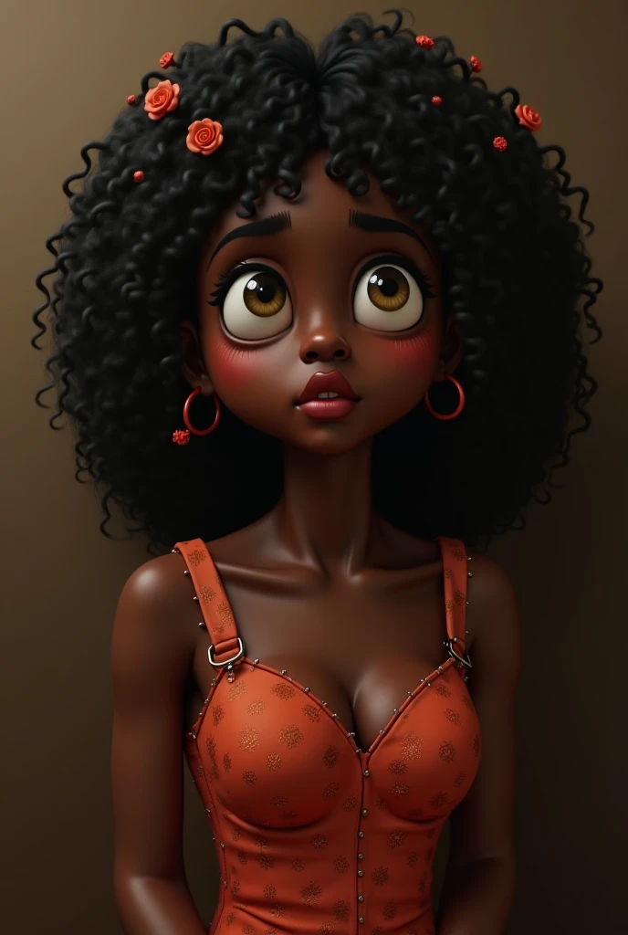 a curvy lolicon dark skin, wet, nude