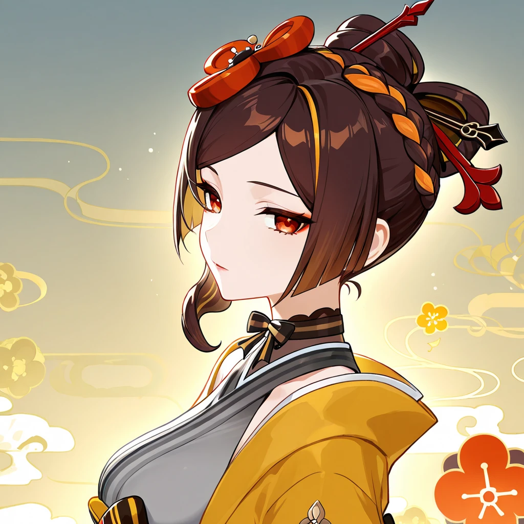 Chiori from Genshin Impact. Sophisticated expression.