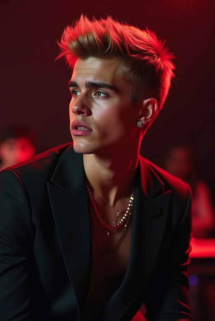 Justin Bieber screams as he sinks underwater wrapped in heavy chains wearing satin shorts
