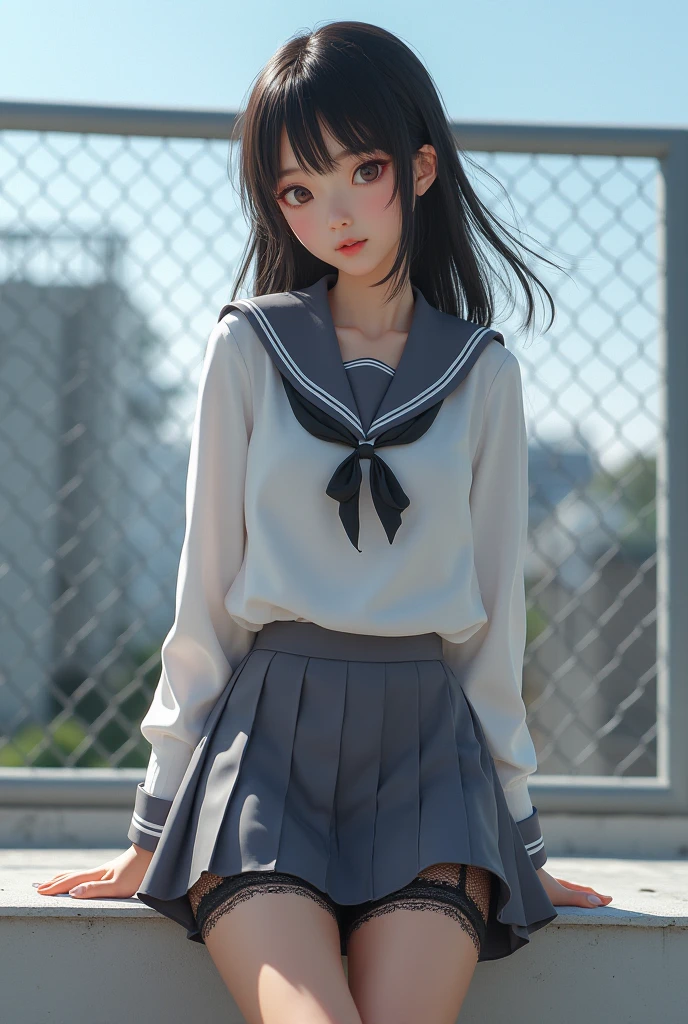 retina, Tabletop, １People Girls,Accurate,high school girl, Anatomically correct, Textured skin, Super Detail, Attention to detail,Tsurime， high quality, Awards, 最high quality, High resolution, Close up of a girl in a dress and shirt in 8k, Sailor suit with loose coat collar, Thin head,magical school student uniform, Japanese girls uniform, , Cute Dresses, Caitlin Mini Cute Style, Wearing long, loose clothing, , magic , Black and white outfit, Stylish dresses, ゴシックドレスを着たhigh school girl, Black Quick, Elegant clothes,((Small Tits,Thin legs,Thin thighs)),Slim figure,Highly detailed eyes and face、Beautiful and fine details,Beautiful skins,In detail、Smooth Hair，Fine hair，Very fine hair，Young and shiny hair，(Knee-length skirt:1.7),((Skirt rip:1.6)),One Girl,,Thin legs,solo,Wear underwear,Makes your face smaller,Realistic facial expressions,(See the face and feel:1.6),Charmed,Displeased,(To do:1.4),functional,Milky skin,Soft lips,RAW Photos,Expressions of affection,Shyness,Yearning for love,Girl&#39;s sex appeal,Sex appeal scent,Cool color makeup，Eyebrows are lowered、Whitening effect，Soft lighting，Suitable background for students，