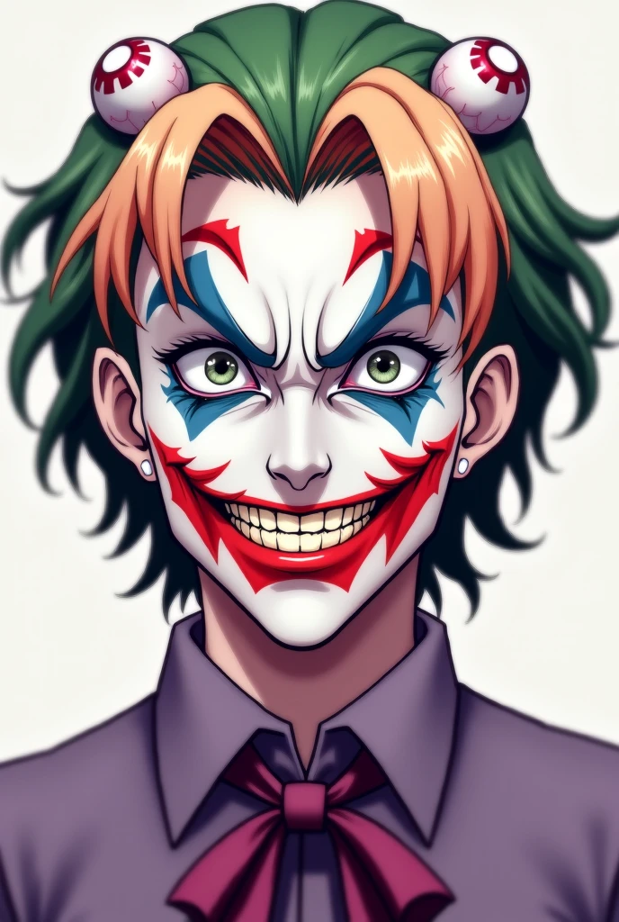 shadow flat vector art,masterpiece,best quality,Cowboy Shot,((glossy eyes)), (detailed face), detailed eyes, (beautiful, aesthetic, perfect, delicate, intricate:1.0), joker painting of a man with green hair and a yellow jacket, digital art by Nicholas Marsicano, reddit, digital art, portrait of joker, portrait of the joker, portrait of a joker, the joker, joker, from joker (2019), #1 digital painting of all time, # 1 digital painting of all time, film still of the joker