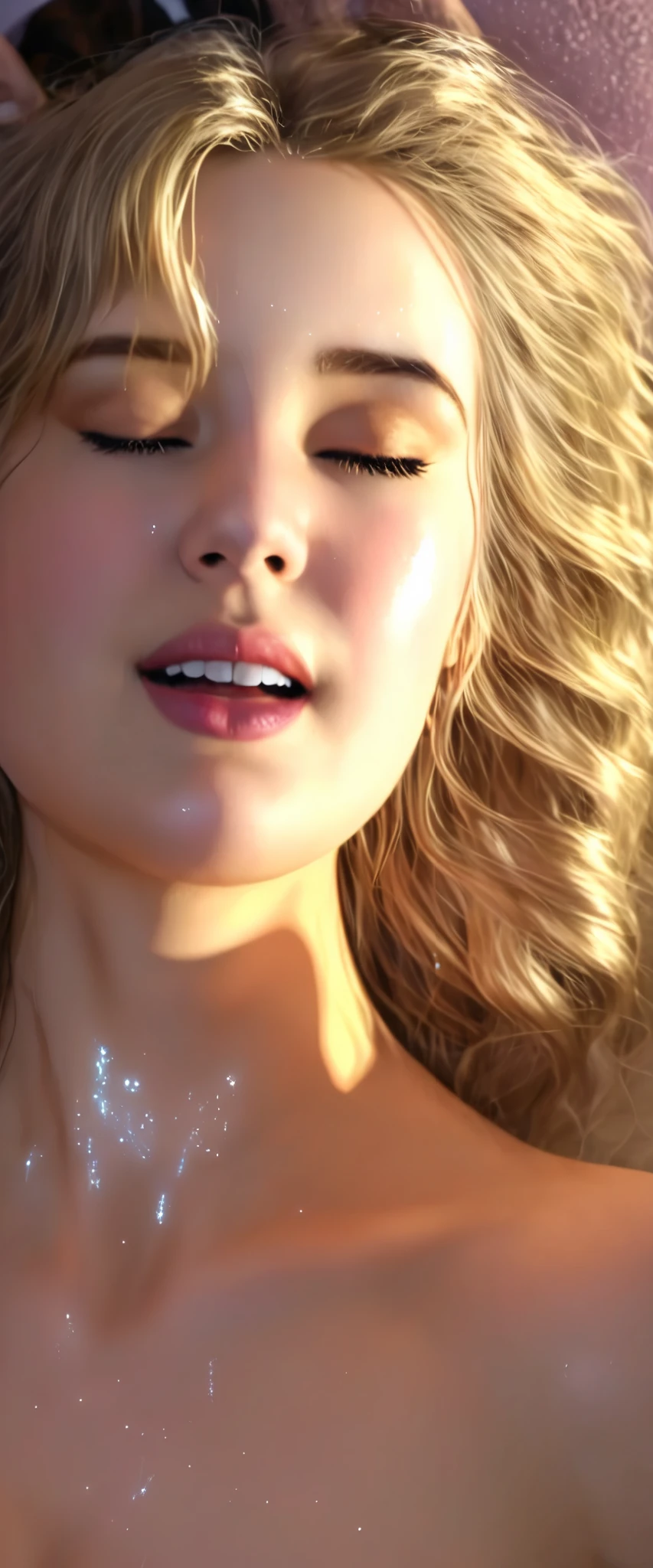 female orgasm, hyper realistic, photorealistic, masterpiece, 8K,16K, highly detailed, sensual, erotic, intimate, passionate, euphoric, ecstatic, intense, climactic, trembling, flushed skin, heavy breathing, disheveled hair, closed eyes, facial expressions, arched back, writhing body, flowing curves, glowing skin, soft lighting, warm tones, chiaroscuro,UHD