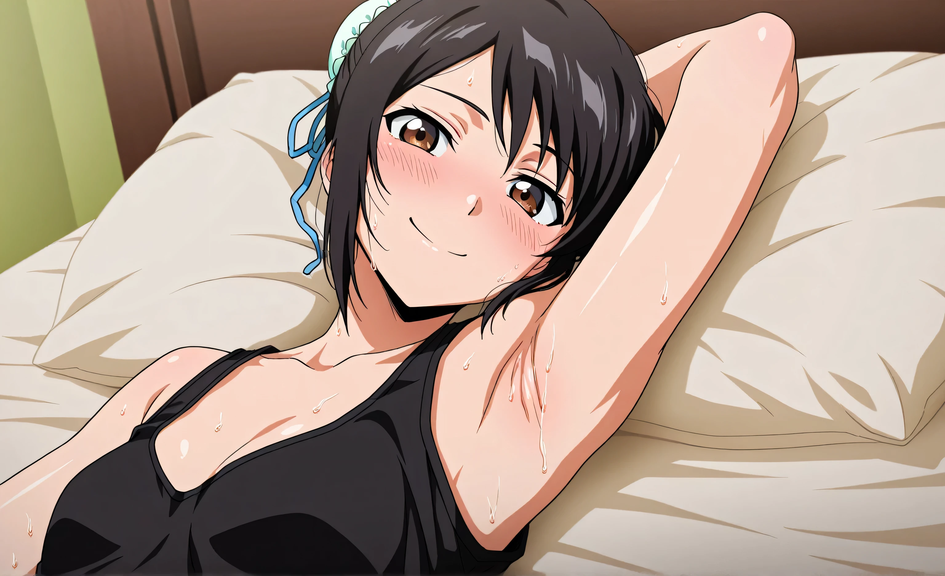 Nico Robin durmiendo de noche semi desnuda y en bikini.