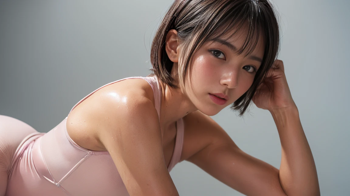 (Ultra HD、Ultra-high resolution、8k、Japanese Office Lady、At work)、Focus on the underarms、(Look Viewer:1.3)、(Extremely realistic skin texture:1.4)、(Photorealistic:1.3)、Short Hair、(smile:0.4)、(Blonde Hair:1.3)、40ature Woman、Ponytail hairstyle、(Raise one arm to show off your armpit:1.3)、(Close up on armpit:1.34)、(Armpit sweat)、((Shooting from the side:1.35))