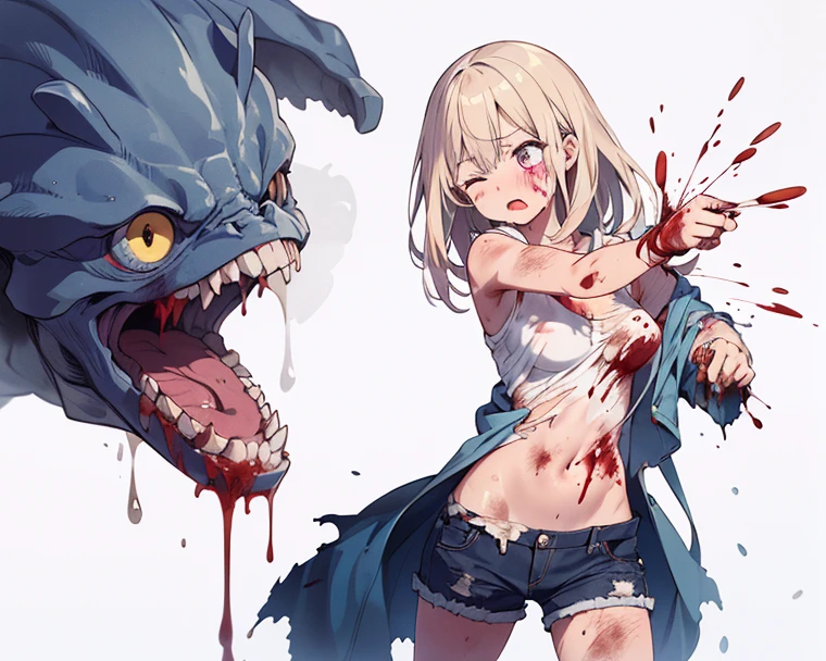 (masterpiece, best quality:1.5), (ultra detailed, high resolution, 8k, beautiful detailed, UHD, best anatomy), white hair, very flat breasts, 1 cool girl, yelling loudly, open one's mouth wide, a screen cracks, roar, oversize hoodie, A hard-working expression