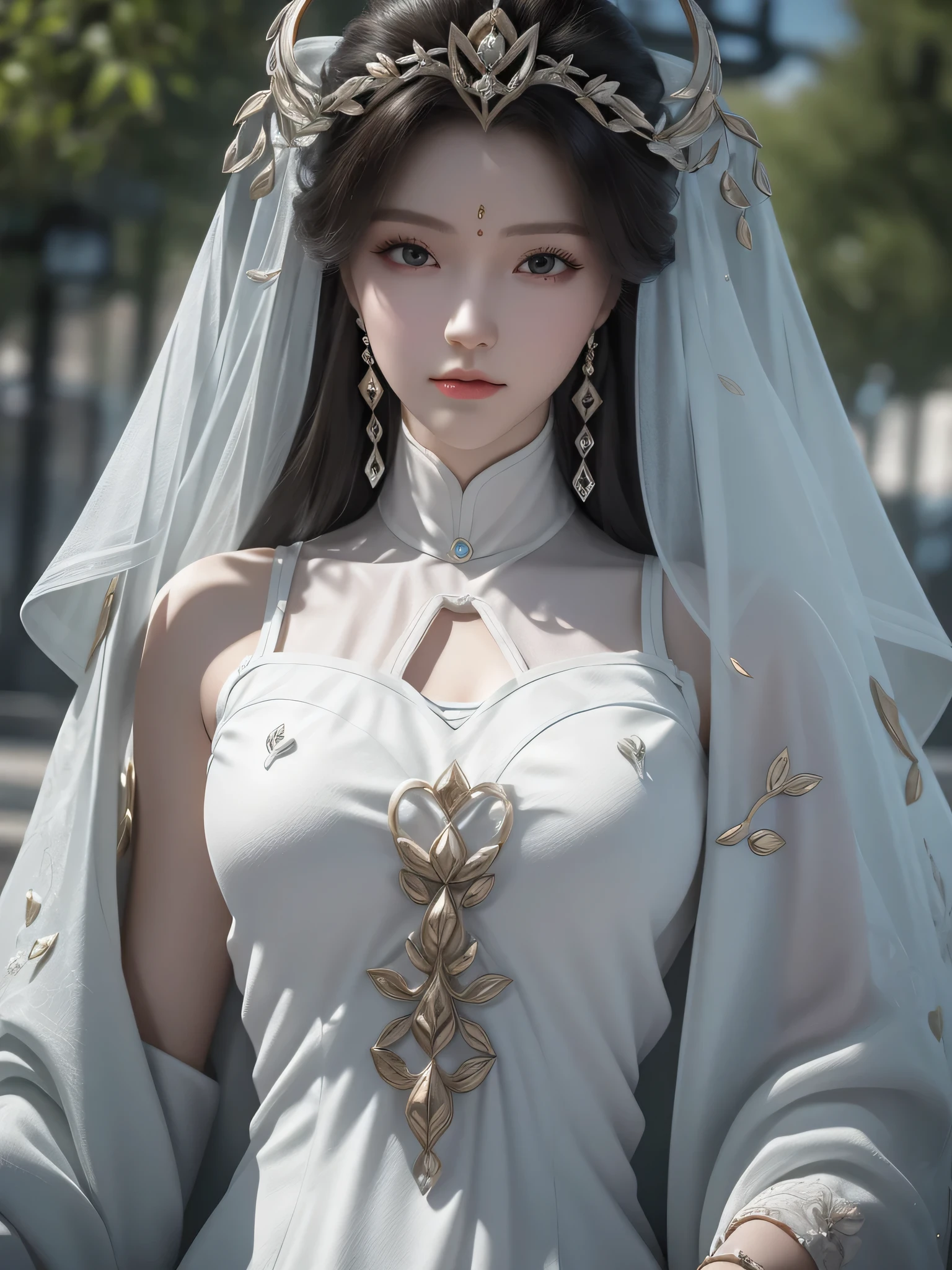 tmasterpiece,Best picture quality,HD 8K wallpaper,Beautiful picture,Elegant single woman,Round dress,Shiny eyes,Detail at its best,An exquisite masterpiece,Pure beauty and lightness,Moderately aesthetic,Gentle and elegant,Attention to detail,Cyan white lace round princess dress,Immortal
