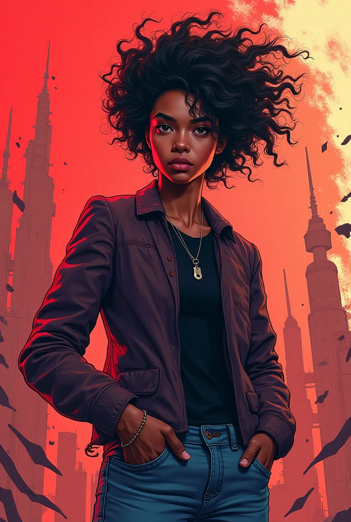 "An urban environment with an aerial view of a clock tower. The tower is situated in a misty atmosphere with cinematic lighting. The main subject is a beautiful, strong-featured, dark-skinned female character with clear, reflective light-colored eyes. She is standing on patrol, wearing tight, short, and revealing clothing. The image should be highly detailed and flawlessly proportioned." Camera: Aerial shot Lens: Wide-angle lens Render: Photorealistic with high detail and golden ratio Lighting: Cinematic lighting with soft, nostalgic ambiance Resolution: 4K or higher --auto